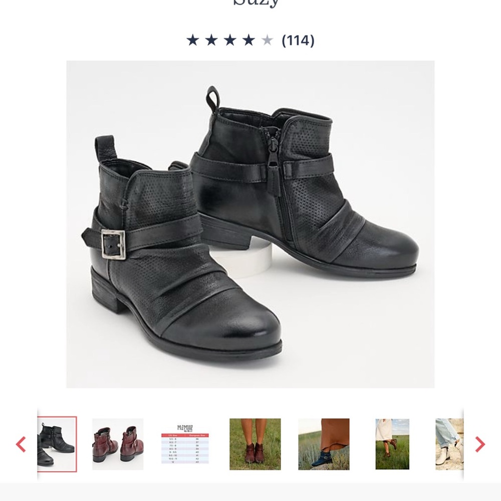 Miz Mooz Brand New Sleek Black Ankle Booties with Decorative Straps
